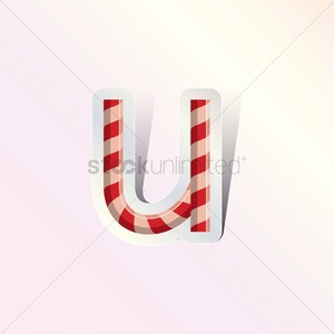Alphabet small letter u in candy cane design Vector Image