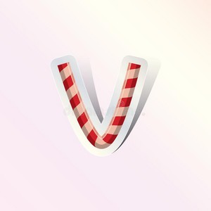 Alphabet small letter v in candy cane design Vector Image