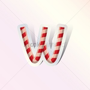 Alphabet small letter w in candy cane design Vector Image