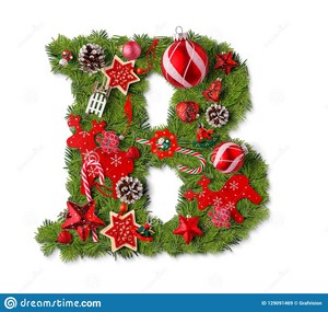 Christmas alphabet letter B isolated on white Stock Photo