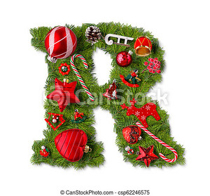 Christmas alphabet letter R isolated on white Stock Photo