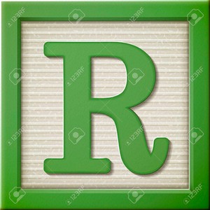  Close up look at 3d green letter block R