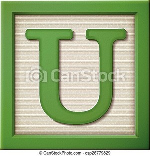  Close up look at 3d green letter block U