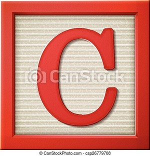 Close up look at 3d red letter block C