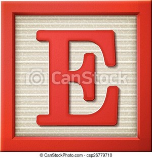  Close up look at 3d red letter block E