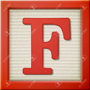  Close up look at 3d red letter block F