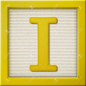 Close up look at 3d yellow letter block I