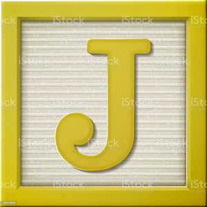  Close up look at 3d yellow letter block J