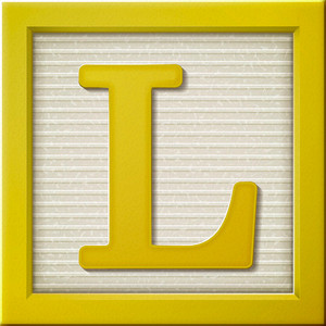 Close up look at 3d yellow letter block L