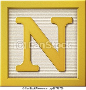  Close up look at 3d yellow letter block N