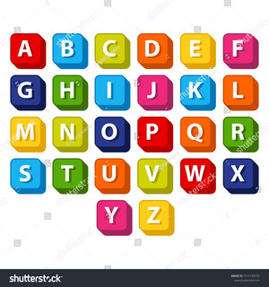  Colorful English Alphabets 3d Boxes Kids Stock Vector