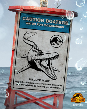  Jurassic World - National Wildlife Tag Poster - Watch for Mosasaurus