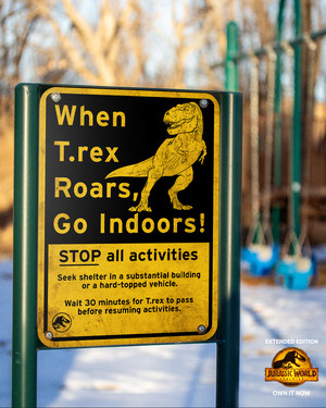  Jurassic World - National Wildlife Tag Poster - When T. Rex Roars, Go Indoors!