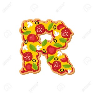 Letter R pizza font Italian meal alphabet Lettering fast food