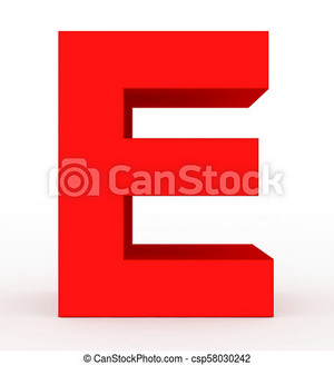  Letter e 3d red isolated on white. Letter e 3d clean red isolated