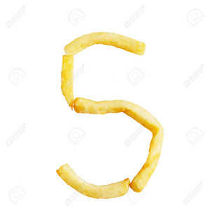  Letter s symbol is made of the fries alphabet of french fries on white