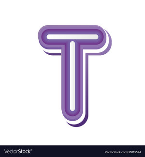  Letter t in purple neon font Royalty Free Vector Image