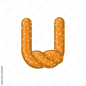  Letter u pretzel snack font symbol comida alphabet Vector Image