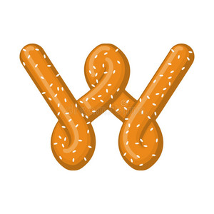  Letter w galleta salada, pretzel snack font symbol comida alphabet Vector Image