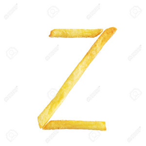  Letter z symbol is made of the fries alphabet of french fries on white