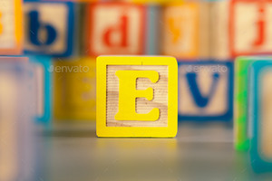  Photograph Of Colorful Wooden Block Letter E