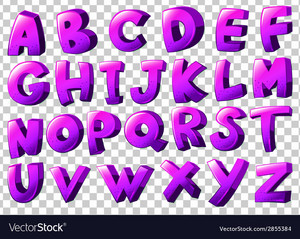  Purple letters of the alphabet Royalty Free Vector Image