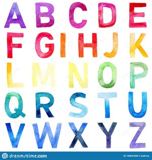  arco iris Alphabet Painted with Watercolor Stock Illustration