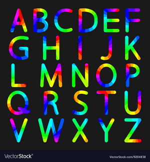  虹 letters of the alphabet Royalty Free Vector Image
