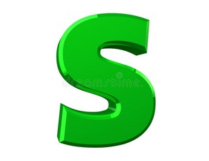  The Green Letter S on White Background 3d Rendering Stock
