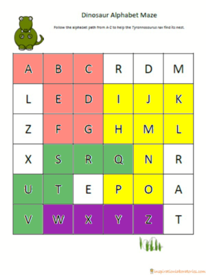  dinosaur alphabet maze