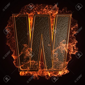  Burning letter W made in 3d graphics