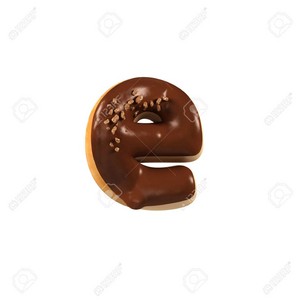  cokelat Donut Font Concept. Delicious Letter E