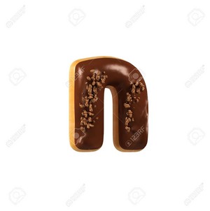  cokelat Donut Font Concept. Delicious Letter N