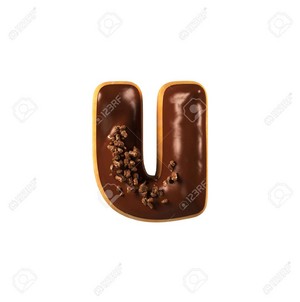  cokelat Donut Font Concept. Delicious Letter U