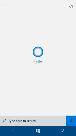  Cortana halaman awal on Windows Phone