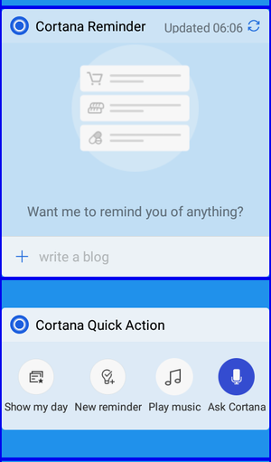 Cortana Reminder+Quick Action Widget for Android 