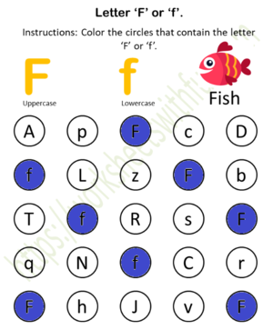Fïnd and Color (F or f) Worksheet 6
