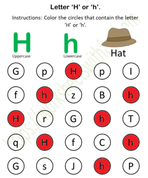  Fïnd and Color (H или h) Worksheet 8