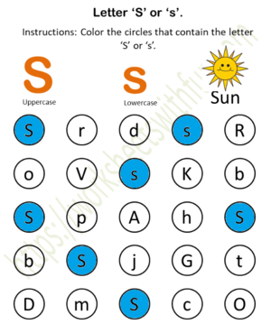  Fïnd and Color (S অথবা s) Worksheet 19