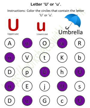 Fïnd and Color (U 또는 u) Worksheet 21