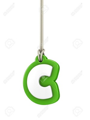 Green lowercase letter c hanging