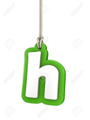  Green lowercase letter h hanging