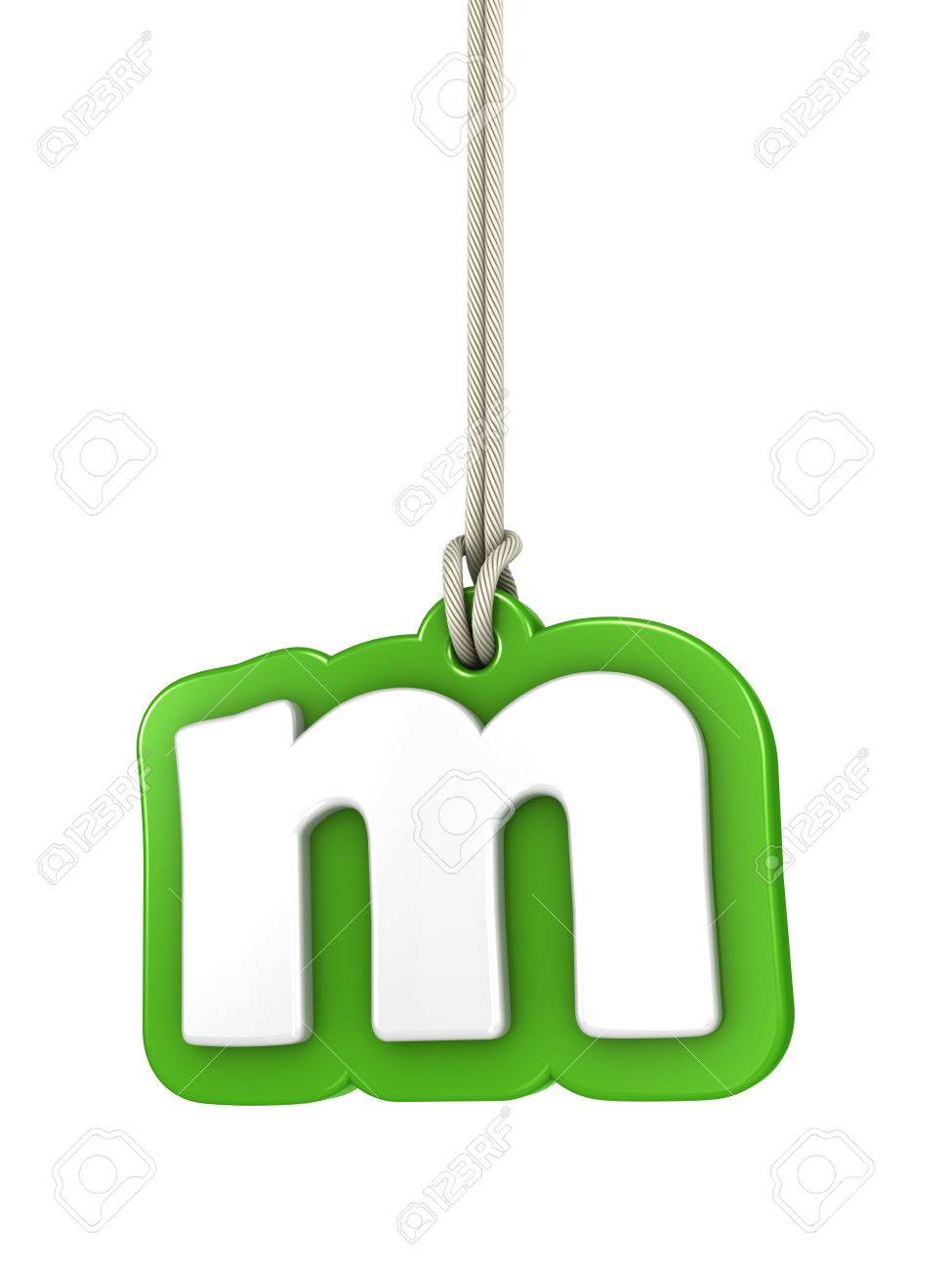 Green lowercase letter m hanging