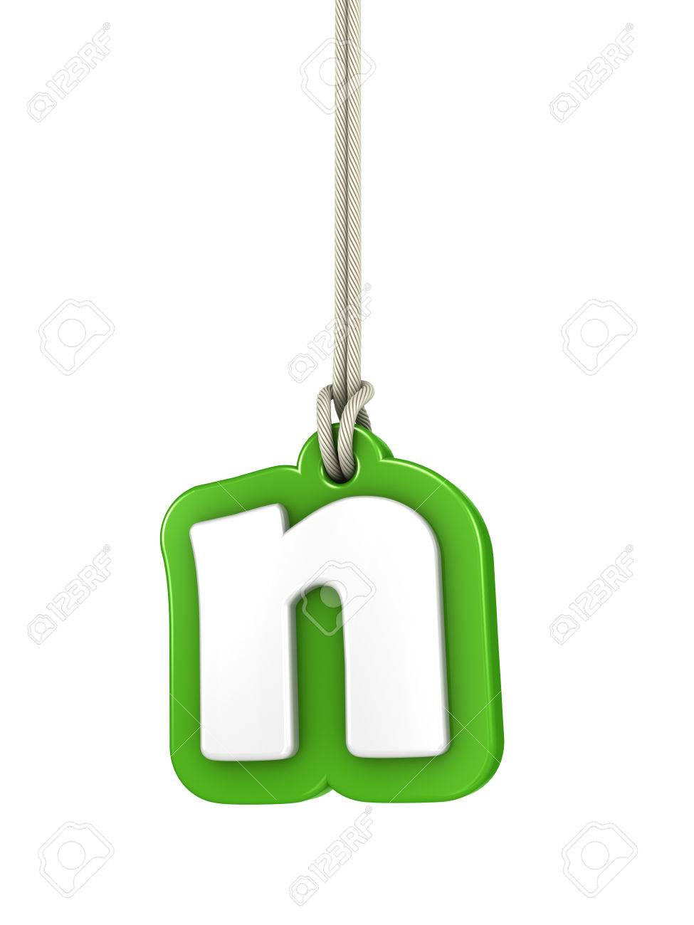 Green lowercase letter n hanging