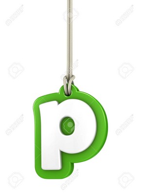  Green lowercase letter p hanging