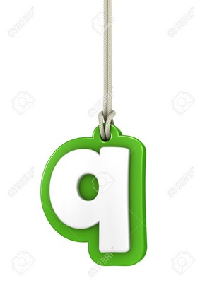  Green lowercase letter q hanging
