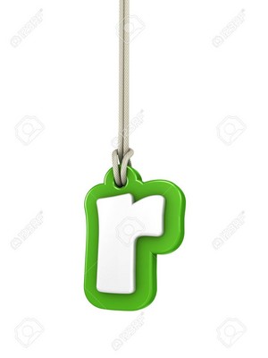 Green lowercase letter r hanging
