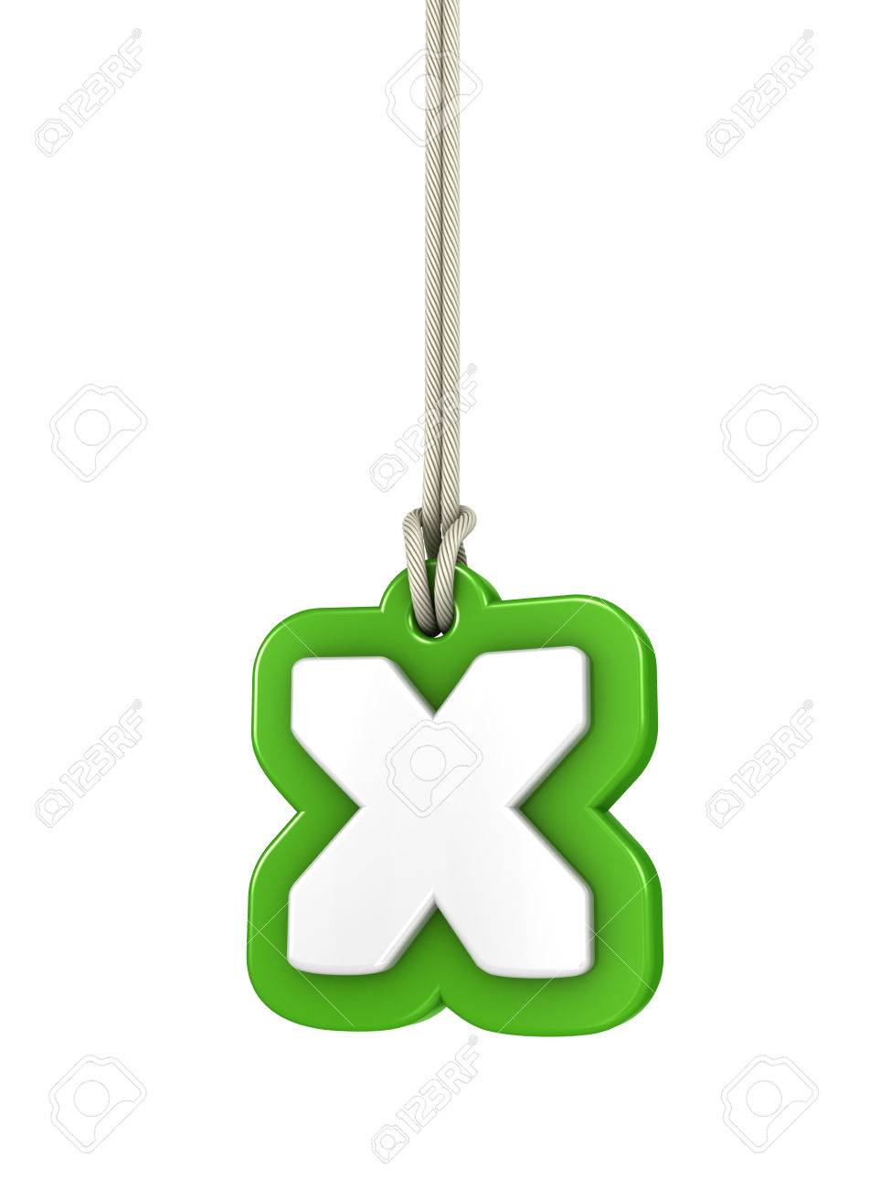 Green lowercase letter x hanging