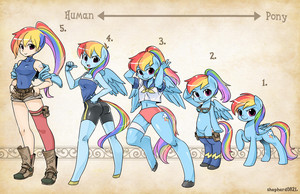  pelangi, rainbow dash human/pony form