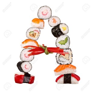 Sushi Alphabet Letter A Isolated On White Background